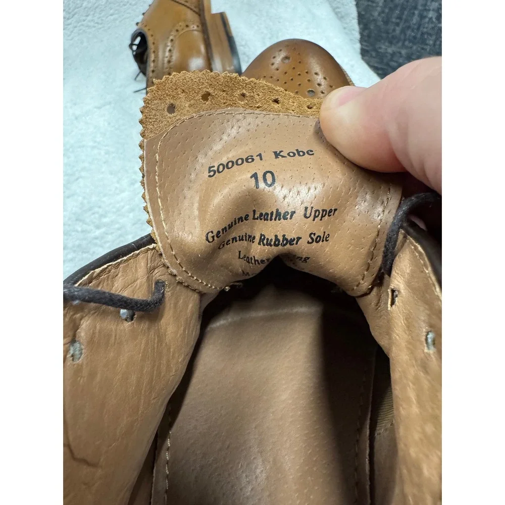 Aston Grey Mens Cognac Leather Cap Toe Brogue Oxford Dress Shoes Size 10 Italy